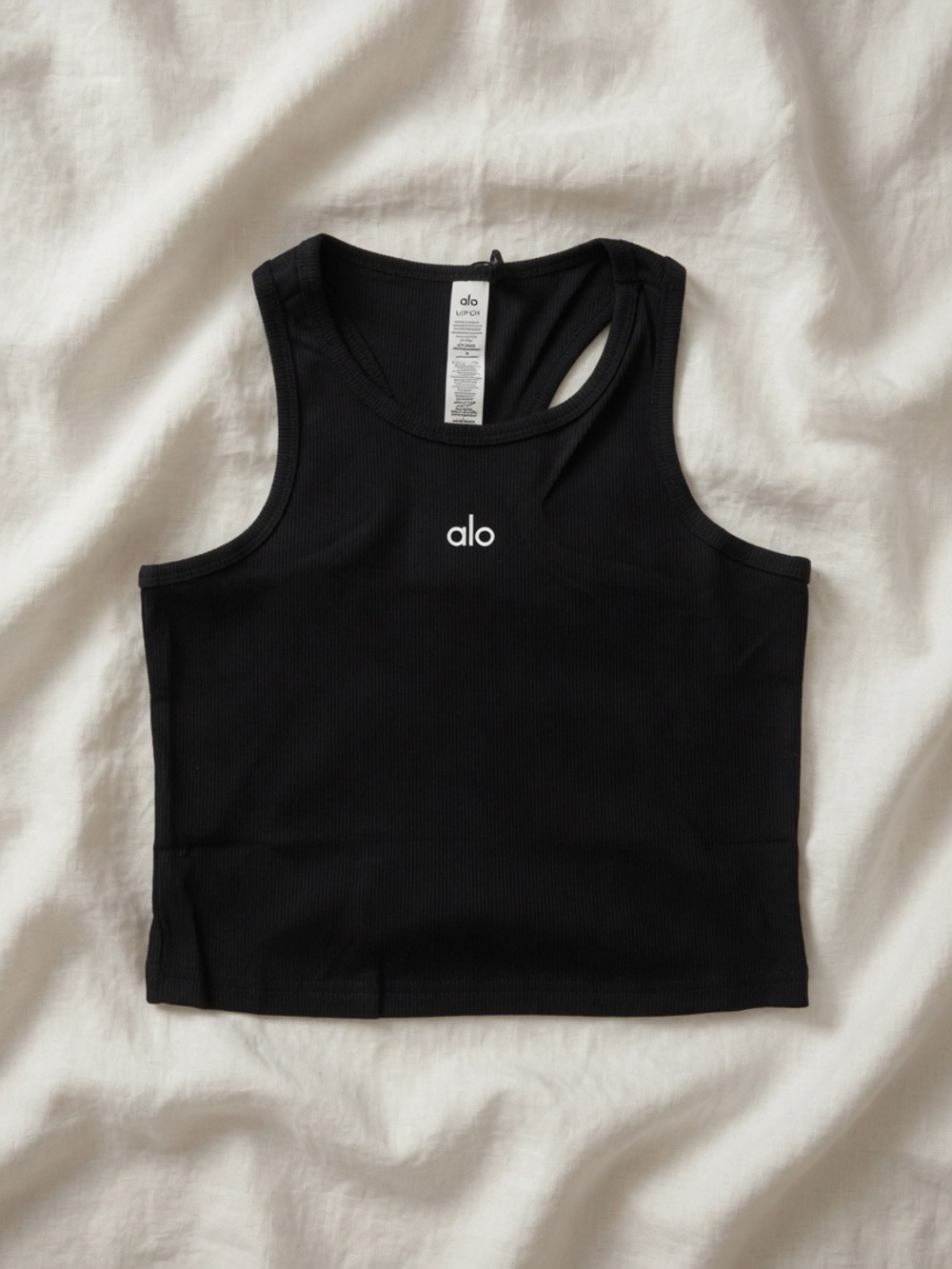 ALO Yoga Black Ribbed Cropped Tank Top
